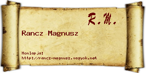 Rancz Magnusz névjegykártya